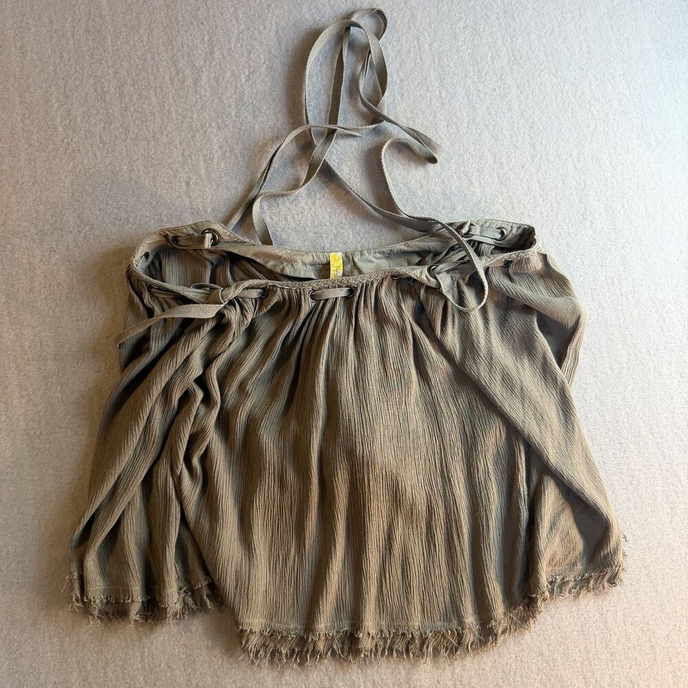Free People Sunny Daze Gauze Convertible Skirt Halter Top Sage Green Olive XS TP